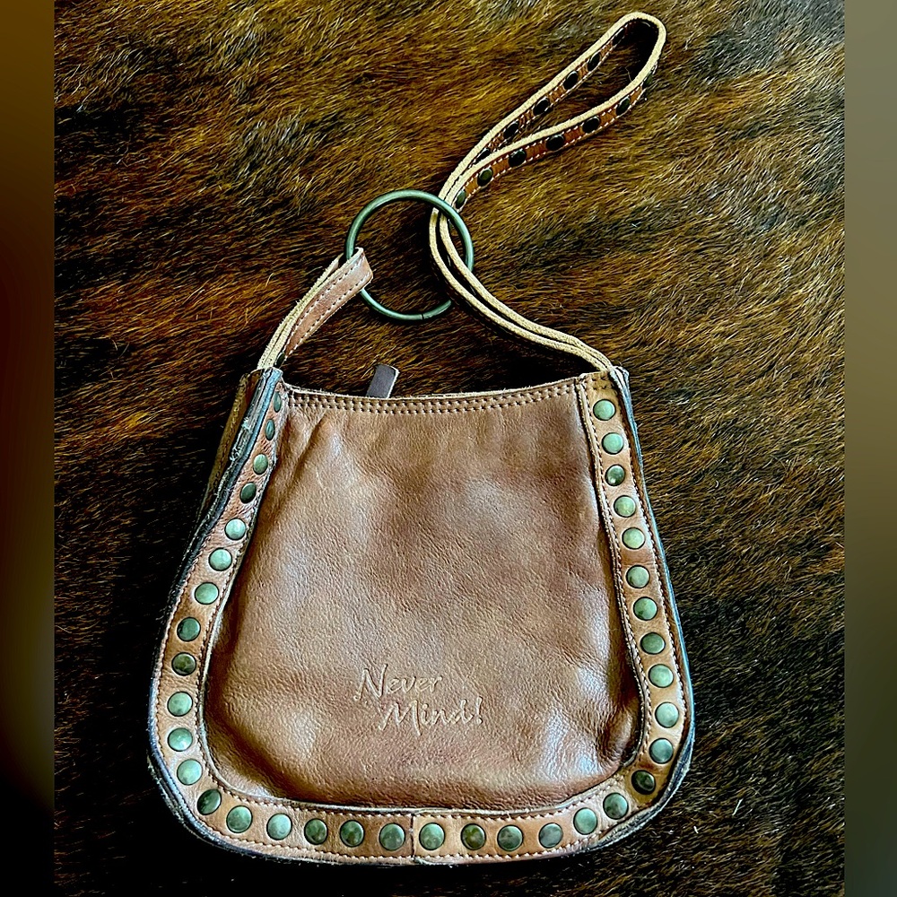 Never Mind western leather wristlet bag